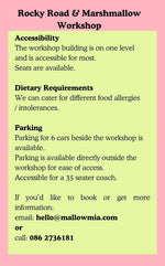 accessibiliuty, dietary info and parking details for mallow mia workshop experience